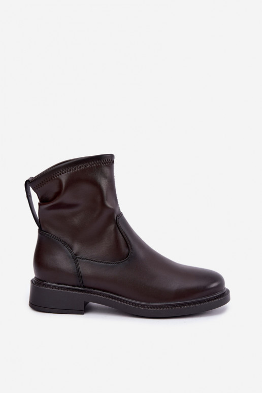 Botines de cuero aislados con tacón ancho Sergio Leone BT-62 chocolate