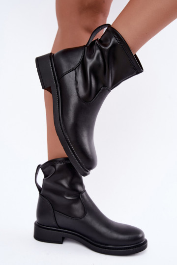 Botines aislados de piel sintética con tacones anchos Sergio Leone BT-62 negro