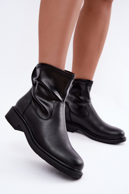 Botines aislados de piel sintética con tacones anchos Sergio Leone BT-62 negro
