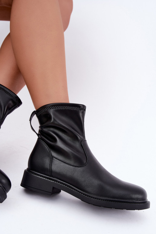 Botines aislados de piel sintética con tacones anchos Sergio Leone BT-62 negro