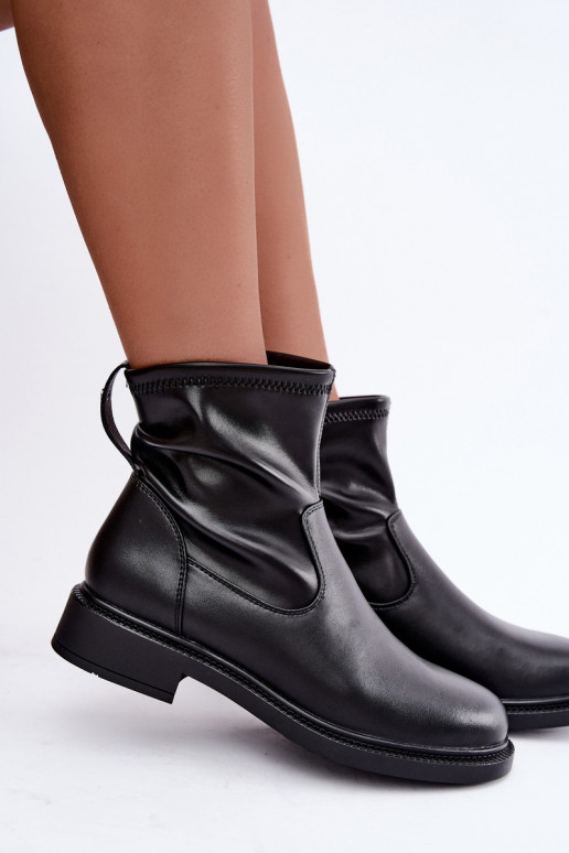 Botines aislados de piel sintética con tacones anchos Sergio Leone BT-62 negro