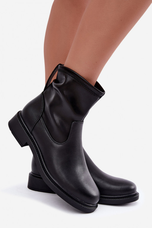 Botines aislados de piel sintética con tacones anchos Sergio Leone BT-62 negro