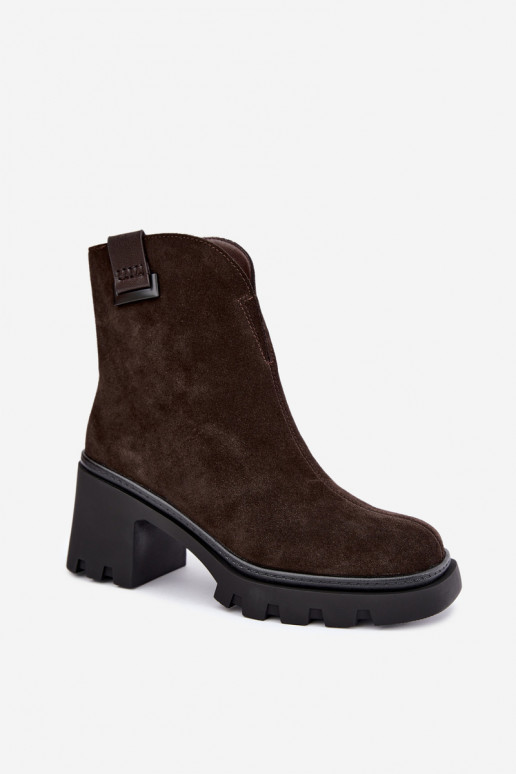 Zapatos aislados de ante sintético con tacones T.Sokolski SH Z26-428 chocolate