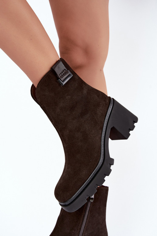 Zapatos aislados de ante sintético con tacones T.Sokolski SH Z26-428 chocolate