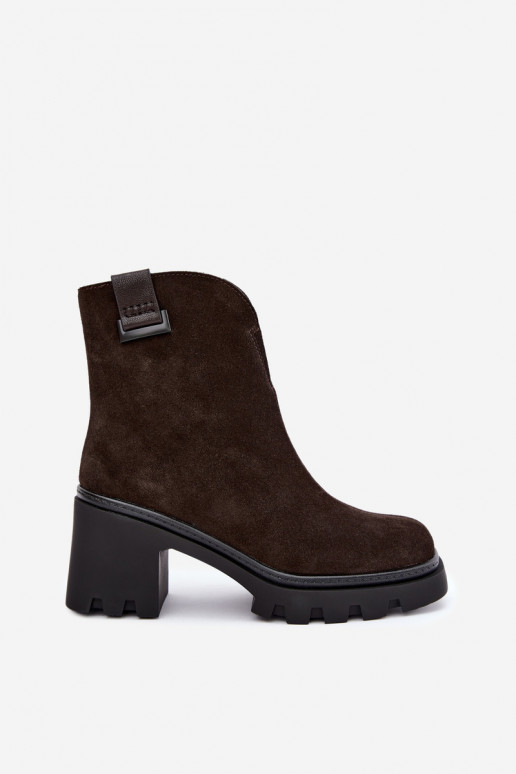 Zapatos aislados de ante sintético con tacones T.Sokolski SH Z26-428 chocolate