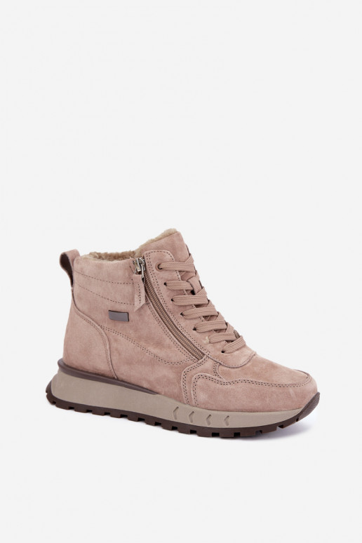 Botines aislados para mujer de ante sintético color arena Alirella