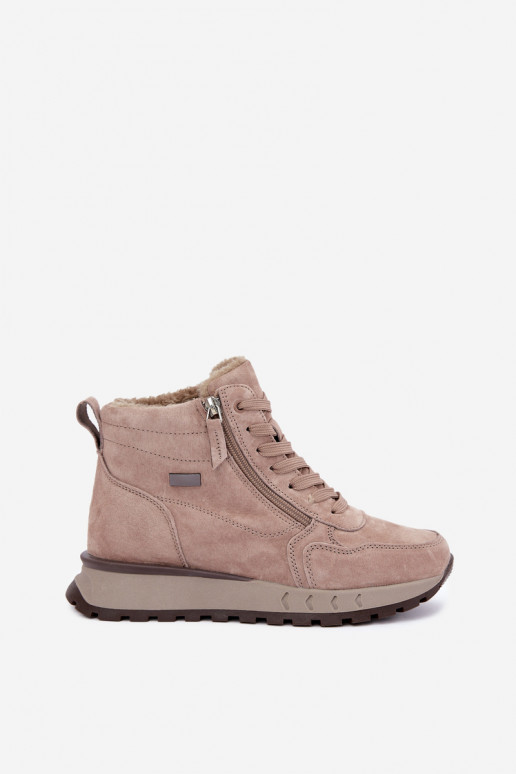 Botines aislados para mujer de ante sintético color arena Alirella