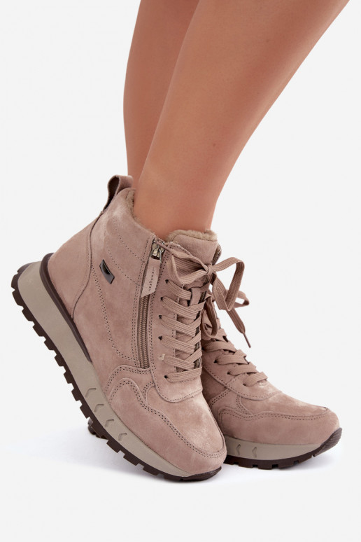 Botines aislados para mujer de ante sintético color arena Alirella