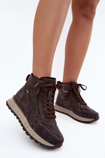Botines aislados para mujer de ante sintético color gris Alirella