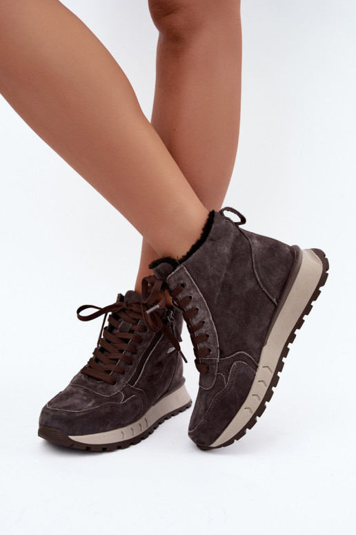 Botines aislados para mujer de ante sintético color gris Alirella