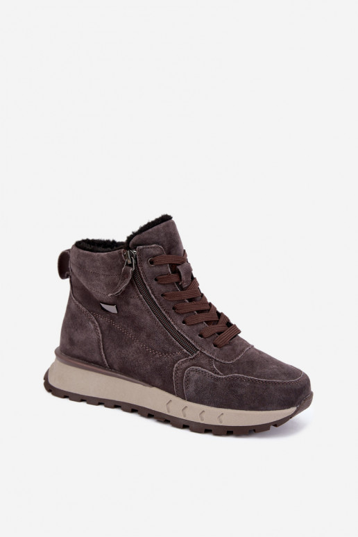 Botines aislados para mujer de ante sintético color gris Alirella