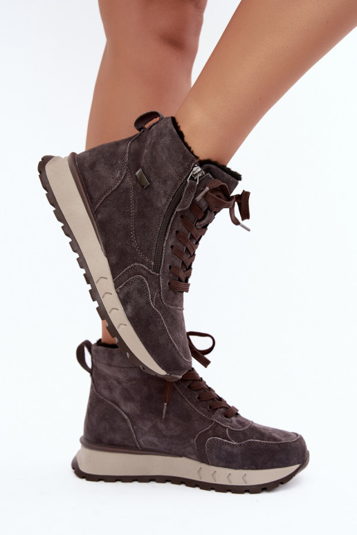 Botines aislados para mujer de ante sintético color gris Alirella