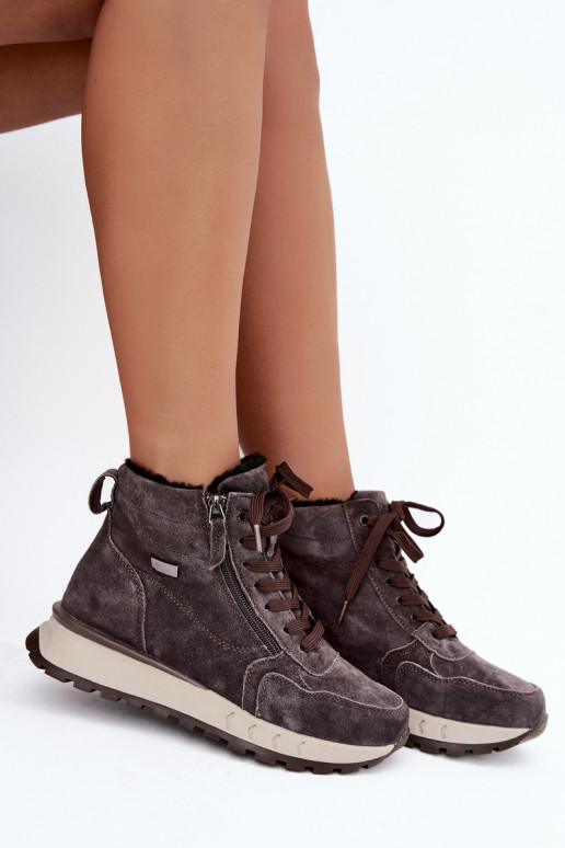 Botines aislados para mujer de ante sintético color gris Alirella