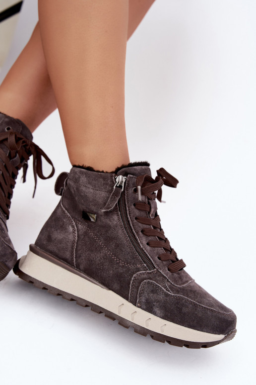 Botines aislados para mujer de ante sintético color gris Alirella