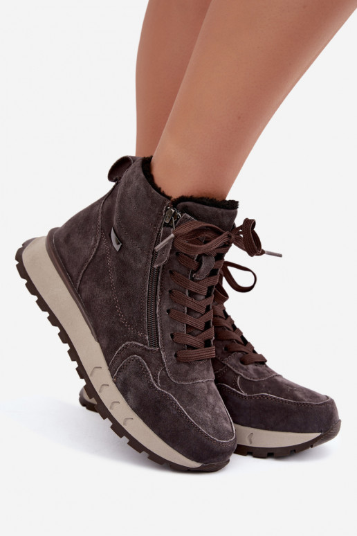 Botines aislados para mujer de ante sintético color gris Alirella