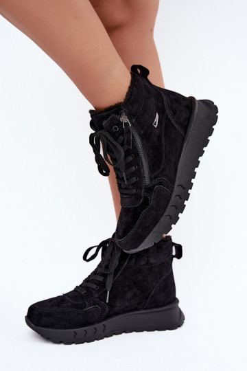 Botines aislados para mujer de ante sintético color negro Alirella