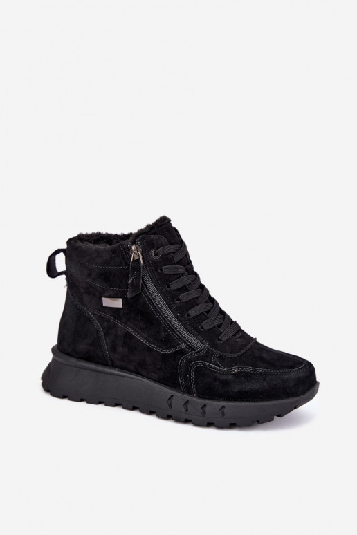 Botines aislados para mujer de ante sintético color negro Alirella