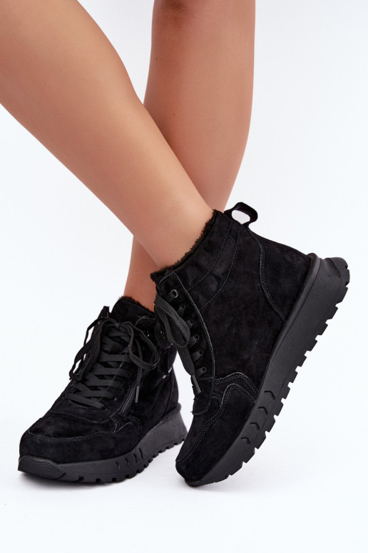 Botines aislados para mujer de ante sintético color negro Alirella
