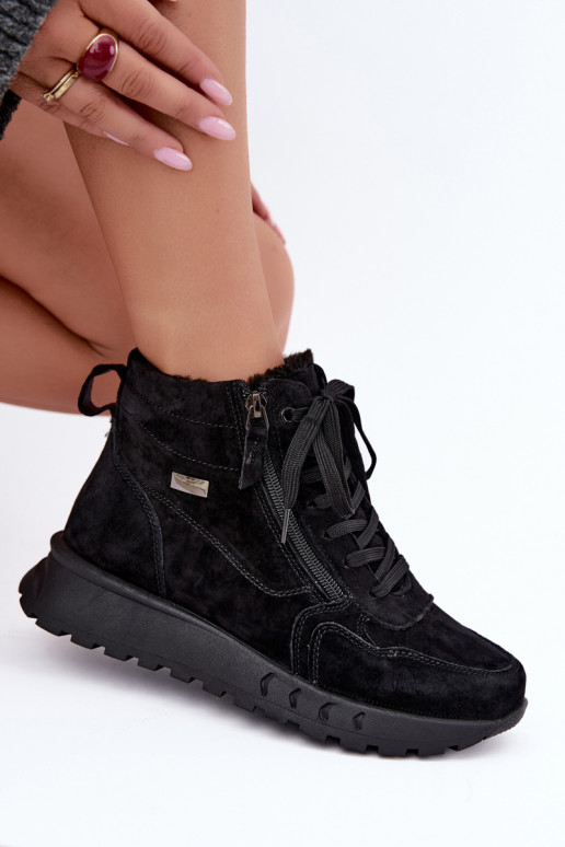 Botines aislados para mujer de ante sintético color negro Alirella