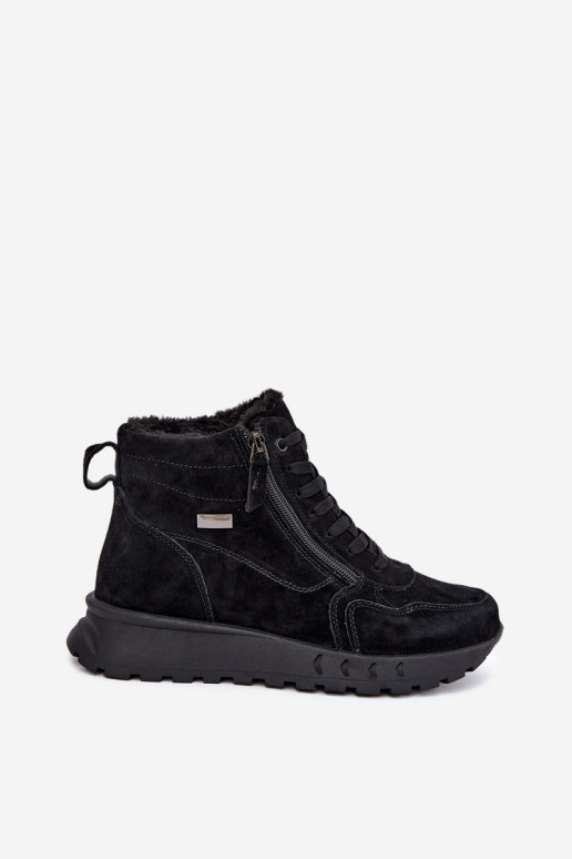 Botines aislados para mujer de ante sintético color negro Alirella