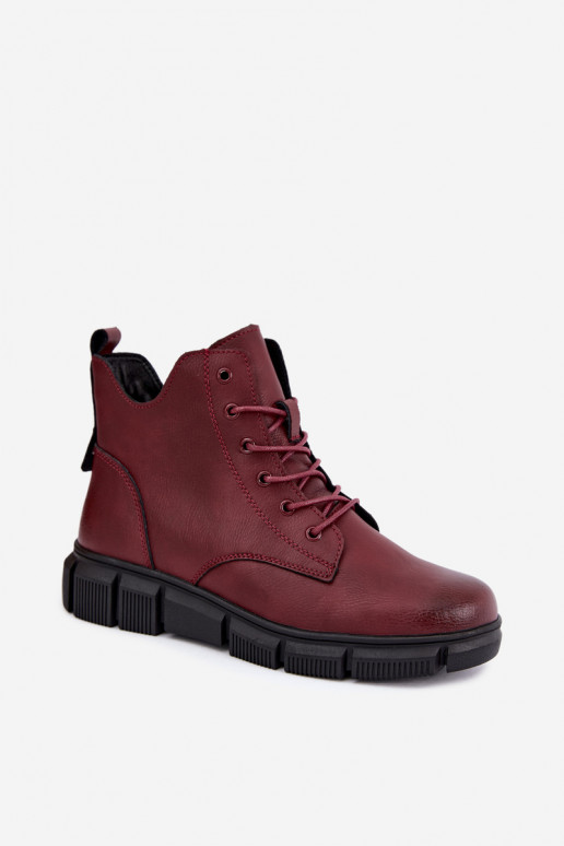 Botines aislados de piel sintética color burdeos Girelisse