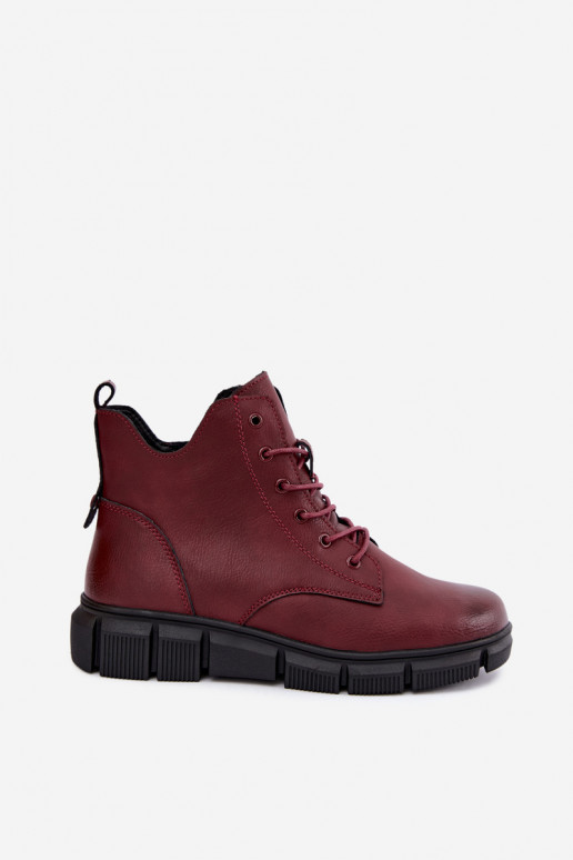 Botines aislados de piel sintética color burdeos Girelisse