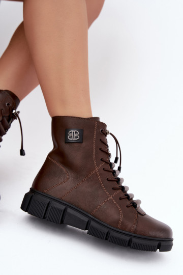 Botines aislados para mujer de piel sintética color chocolate Savelia