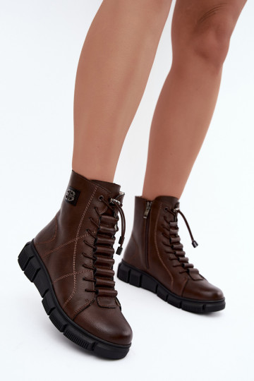 Botines aislados para mujer de piel sintética color chocolate Savelia 2