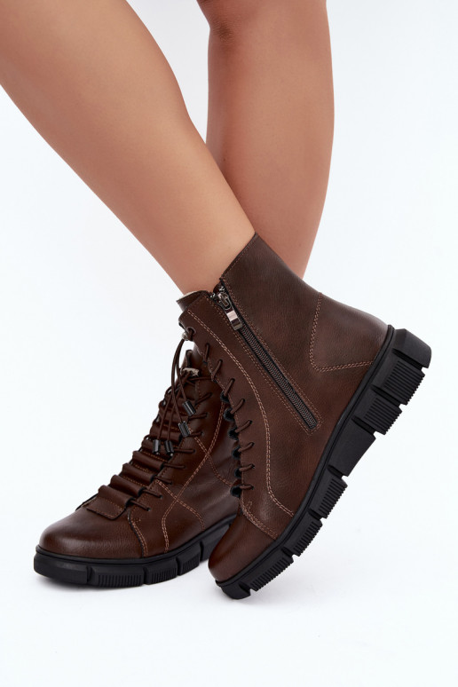 Botines aislados para mujer de piel sintética color chocolate Savelia