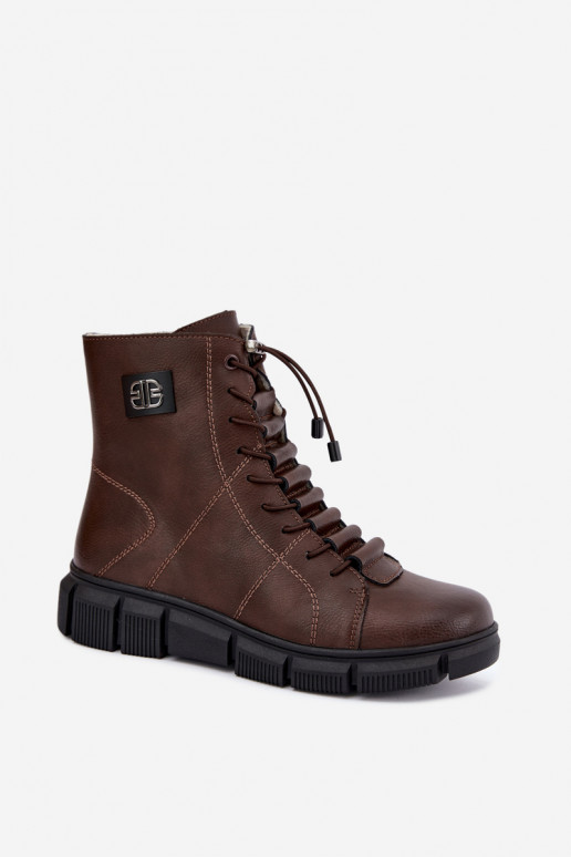 Botines aislados para mujer de piel sintética color chocolate Savelia
