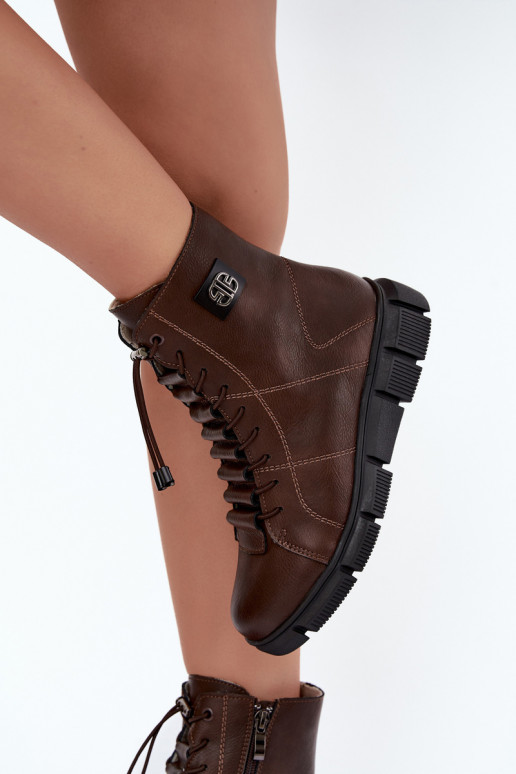 Botines aislados para mujer de piel sintética color chocolate Savelia