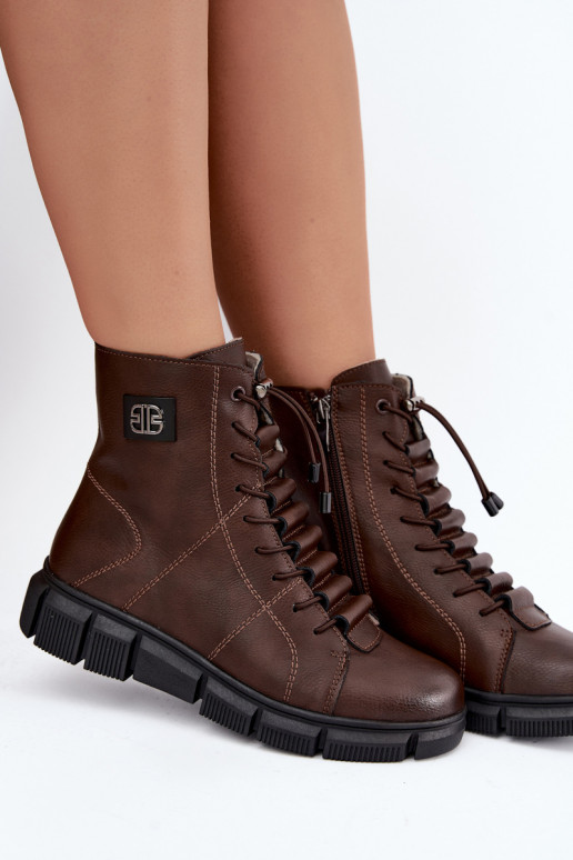 Botines aislados para mujer de piel sintética color chocolate Savelia
