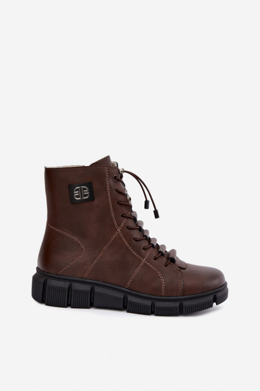 Botines aislados para mujer de piel sintética color chocolate Savelia