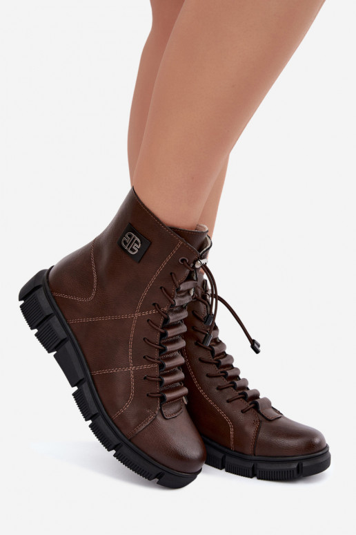 Botines aislados para mujer de piel sintética color chocolate Savelia