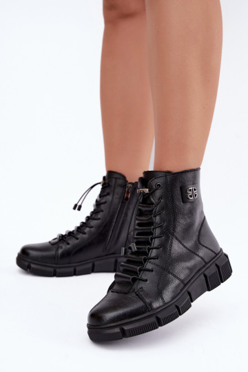 Botines aislados para mujer de piel sintética color negro Savelia 2