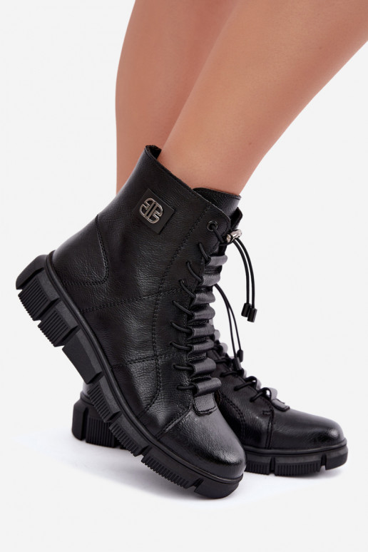 Botines aislados para mujer de piel sintética color negro Savelia