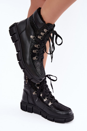 Botines aislados para mujer de piel sintética color negro INanelia