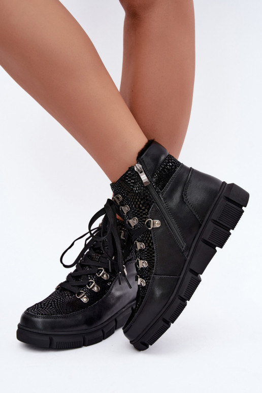 Botines aislados para mujer de piel sintética color negro INanelia