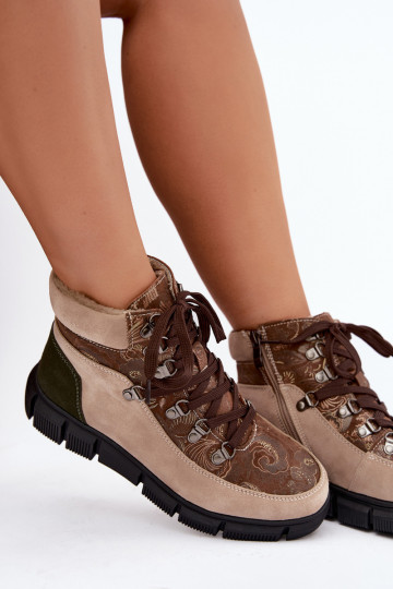 Botines aislados para mujer de ante sintético color arena INanelia