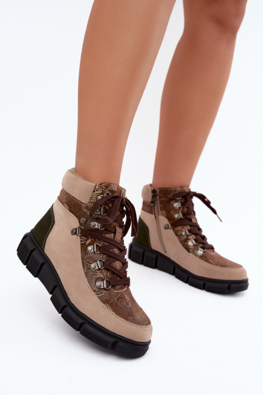 Botines aislados para mujer de ante sintético color arena INanelia
