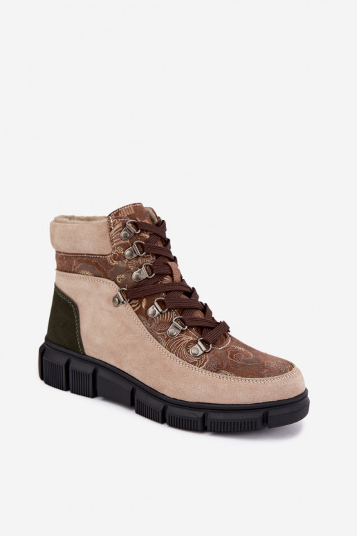 Botines aislados para mujer de ante sintético color arena INanelia