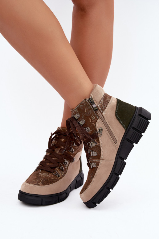 Botines aislados para mujer de ante sintético color arena INanelia