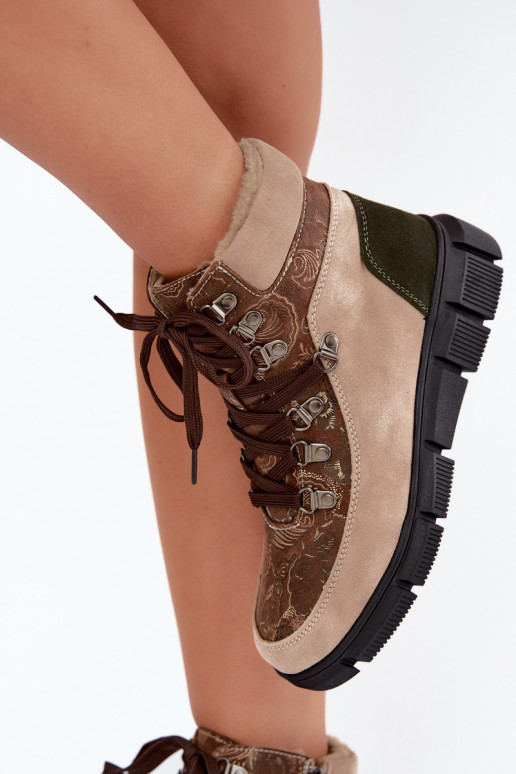 Botines aislados para mujer de ante sintético color arena INanelia