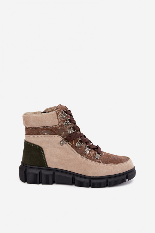 Botines aislados para mujer de ante sintético color arena INanelia