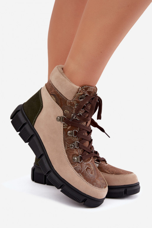 Botines aislados para mujer de ante sintético color arena INanelia