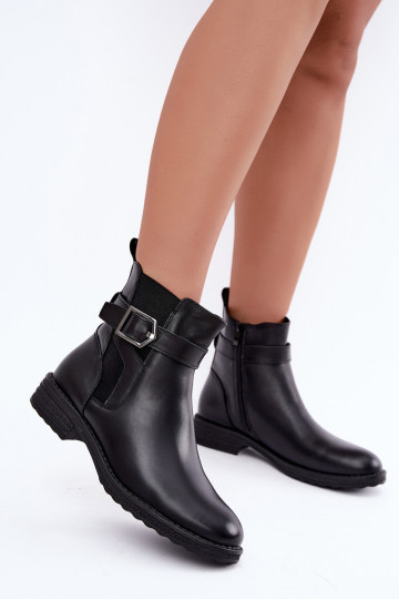 Botines aislados para mujer de piel sintética con hebillas Sergio Leone BT-43 negro