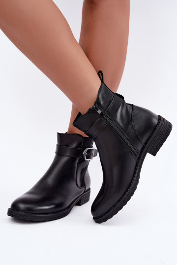 Botines aislados para mujer de piel sintética con hebillas Sergio Leone BT-43 negro 2