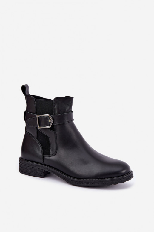 Botines aislados para mujer de piel sintética con hebillas Sergio Leone BT-43 negro