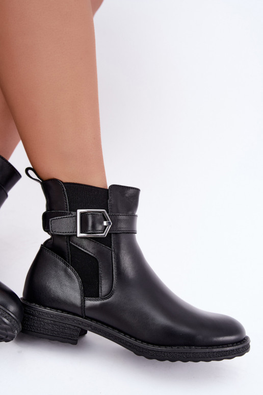 Botines aislados para mujer de piel sintética con hebillas Sergio Leone BT-43 negro