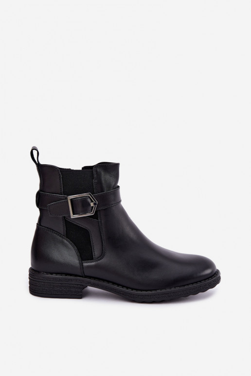 Botines aislados para mujer de piel sintética con hebillas Sergio Leone BT-43 negro